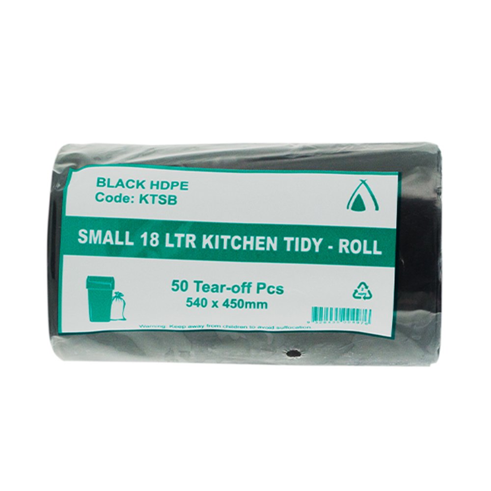 Small 18Ltr Kitchen Office Tidy Bin Liners - Black - TEM IMPORTS™