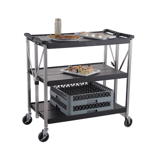Small Foldable Utility Service Trolley Black - TEM IMPORTS™