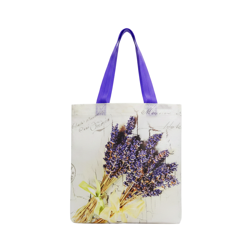 Small PP Printed Lavender Bunch Non-Woven Bag - Pack of 10