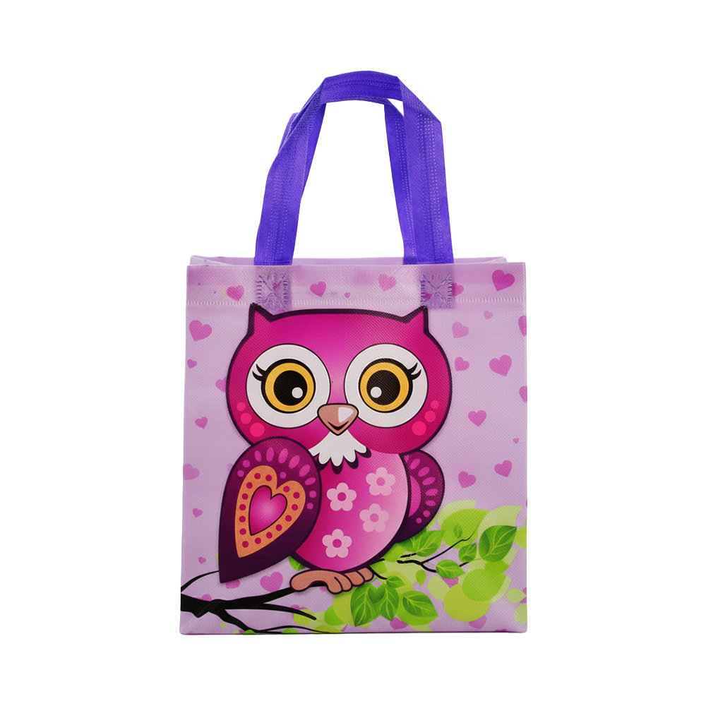 Small PP Printed Purple Owl Non-Woven Bag - Pack of 10