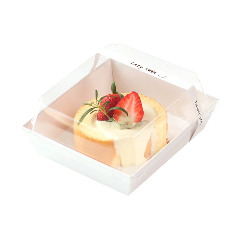 10x10cm Square White Paper Tray With Clear Lid