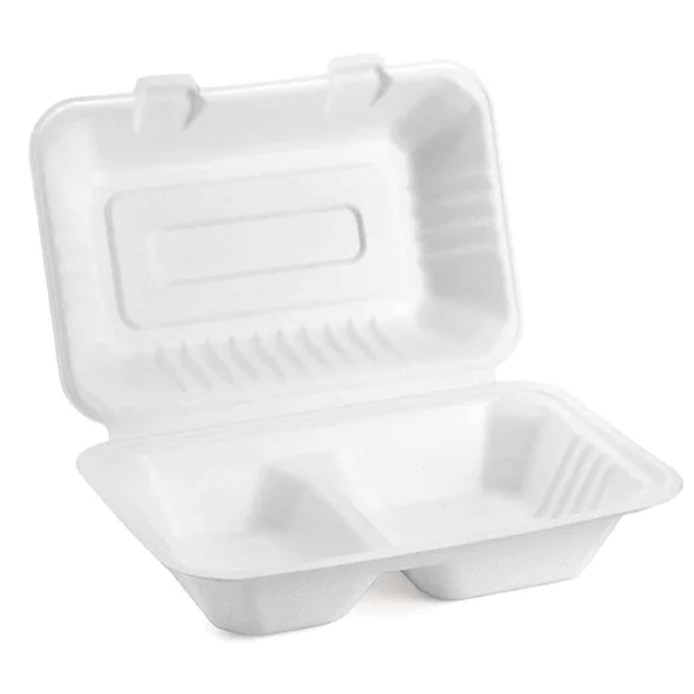 Sugarcane Snack Pack 2 Compartment Food Clam - 250/CTN - TEM IMPORTS™