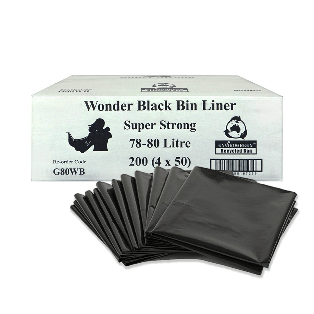 Super Extra Heavy Duty 78 - 80L Black Garbge Bag - 200/CTN - TEM IMPORTS™