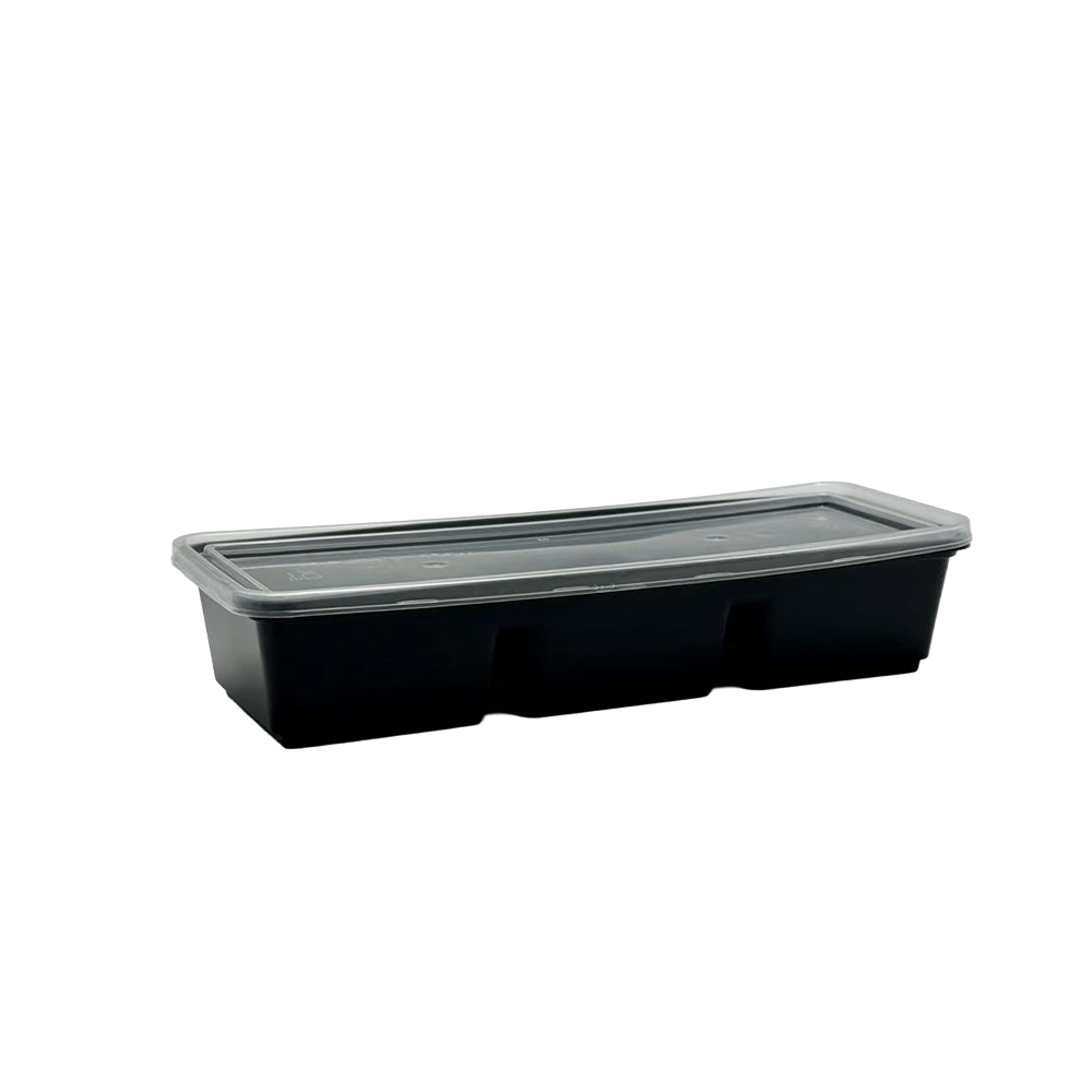 Traditional 3 Compartment Black Takeaway Bento Box With Lid - TEM IMPORTS™