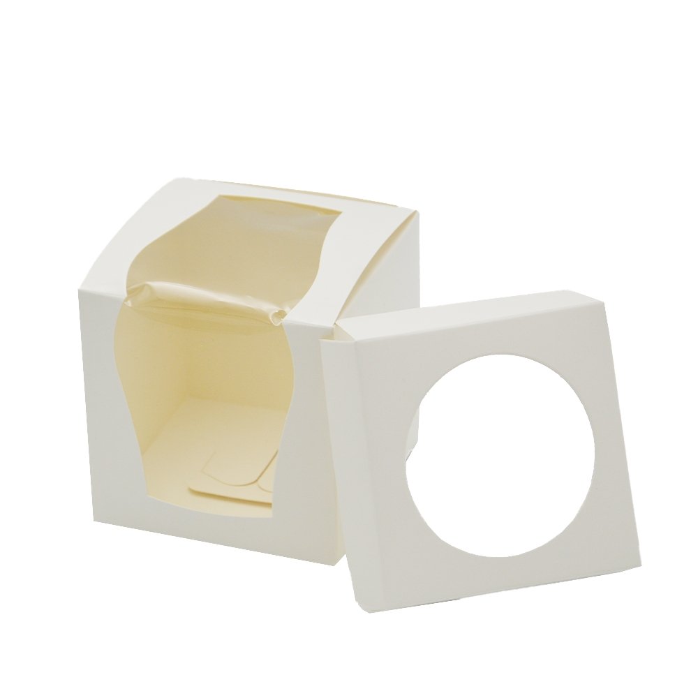 1 Cupcake White Paper Box With Window - TEM IMPORTS™