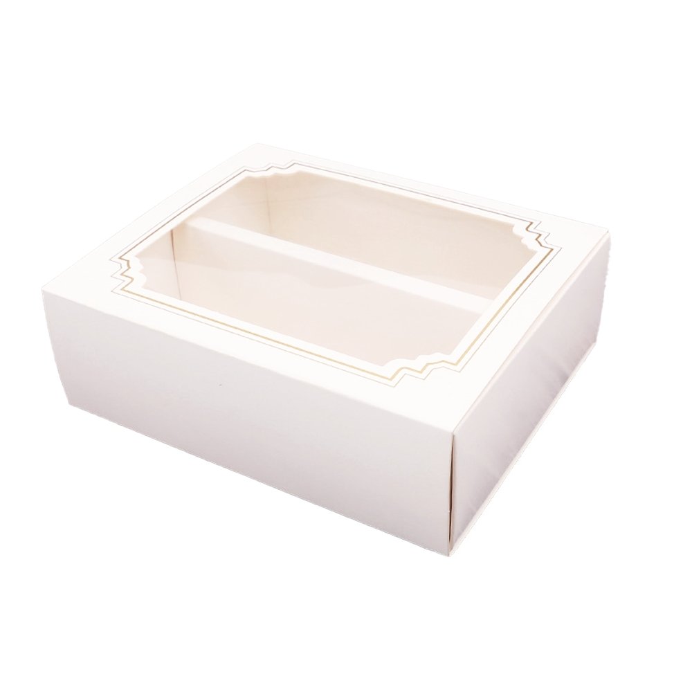 10 Macaron White & Gold Frame Paper Box Window - TEM IMPORTS™