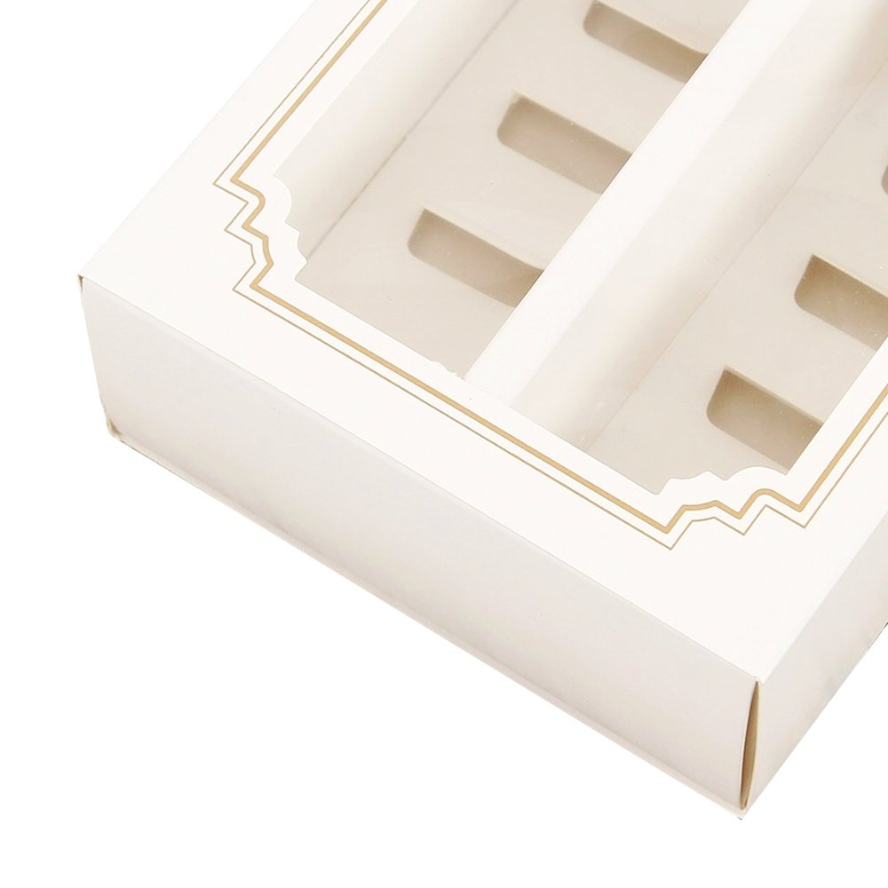 10 Macaron White & Gold Frame Paper Box Window - TEM IMPORTS™