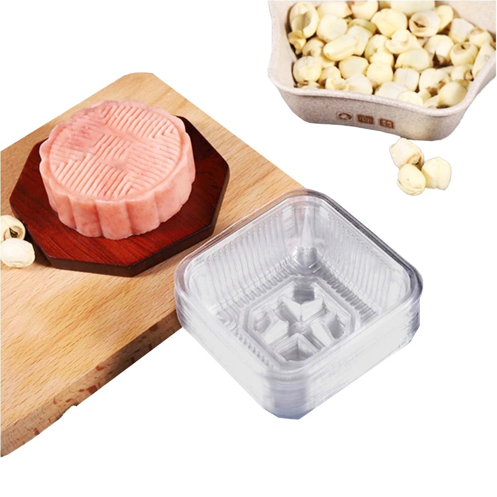 100g Clear Square Moon Cake Tray - Pk100 - TEM IMPORTS™