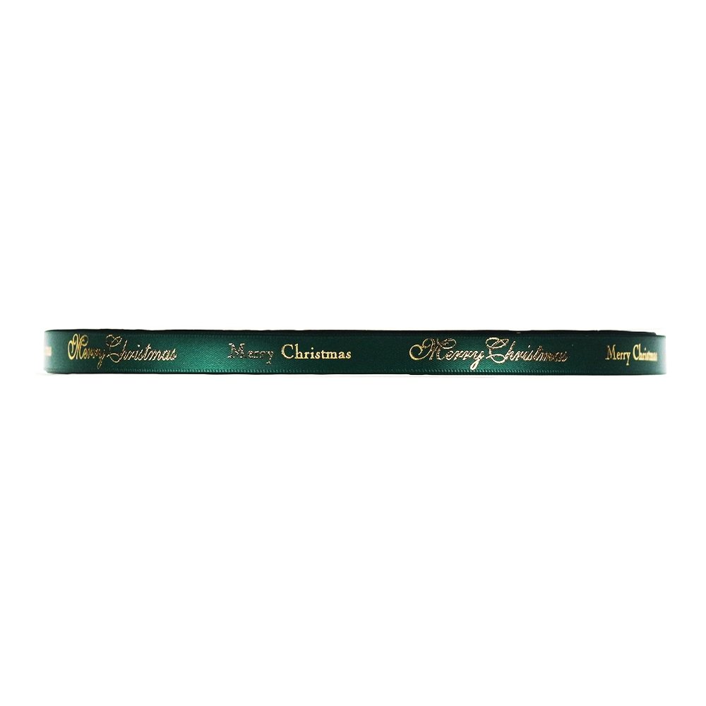 10mm Satin Ribbon - Merry Christmas Green - TEM IMPORTS™