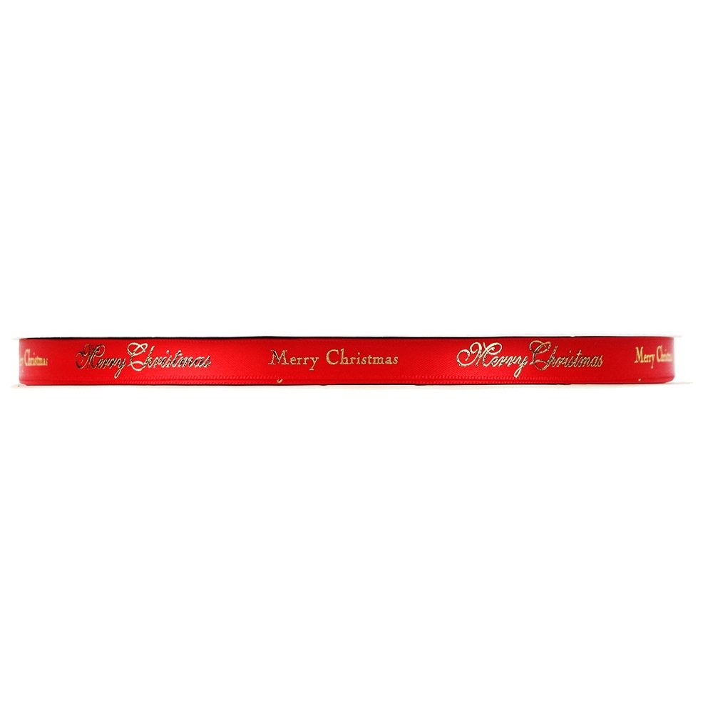 10mm Satin Ribbon - Merry Christmas Red - TEM IMPORTS™