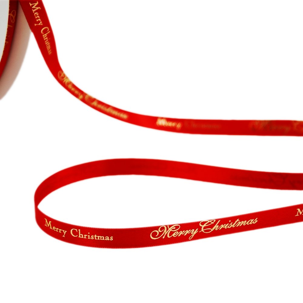 10mm Satin Ribbon - Merry Christmas Red - TEM IMPORTS™
