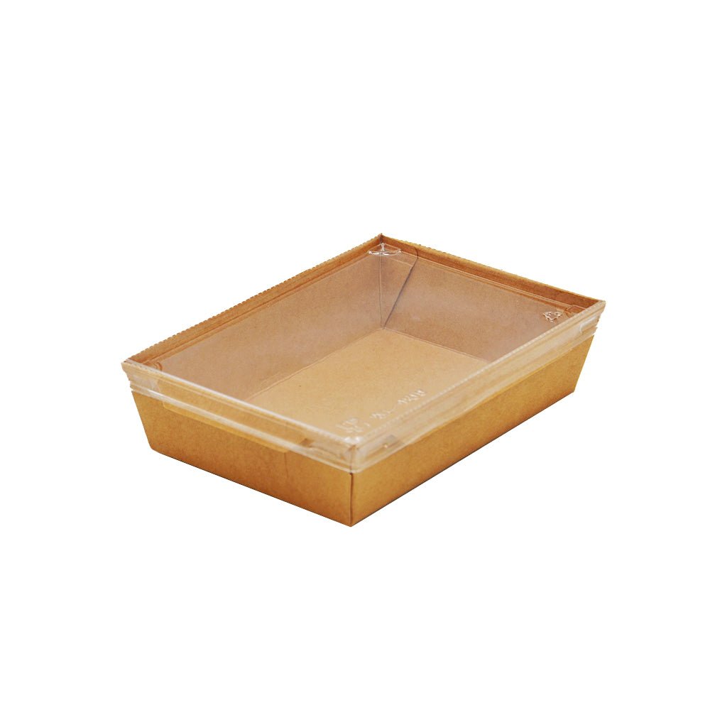 1200mL Kraft Paper Rectangular Container With Lid - TEM IMPORTS™