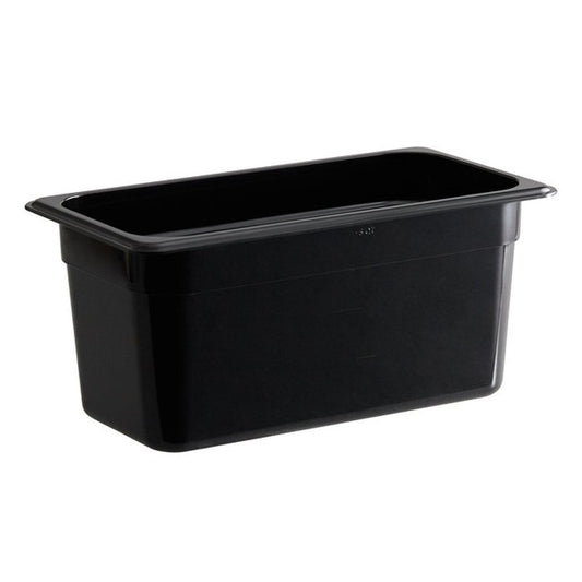 1/3 Size Standard Polycarbonate Black Food Pan - 150mm
