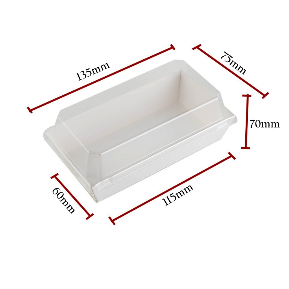 13x75cm Rectangular White Paper Tray With Clear Lid - TEM IMPORTS™