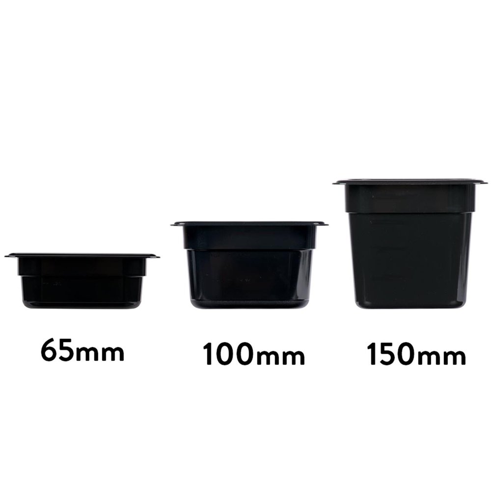 1/4 Size Steam Pan Polycarbonate Black - 2.5L - TEM IMPORTS™