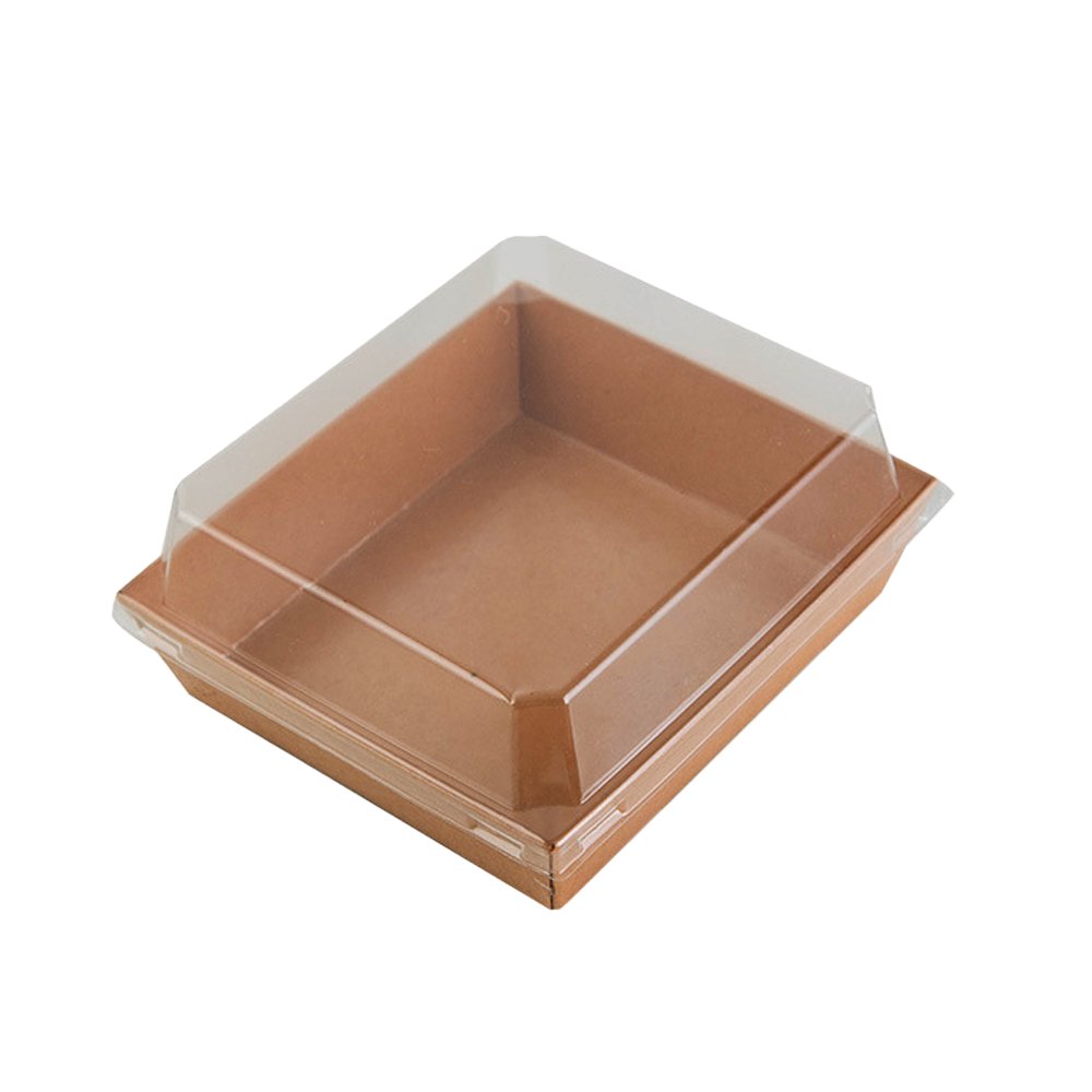 14x12cm Square White Paper Tray With Clear Lid - TEM IMPORTS™