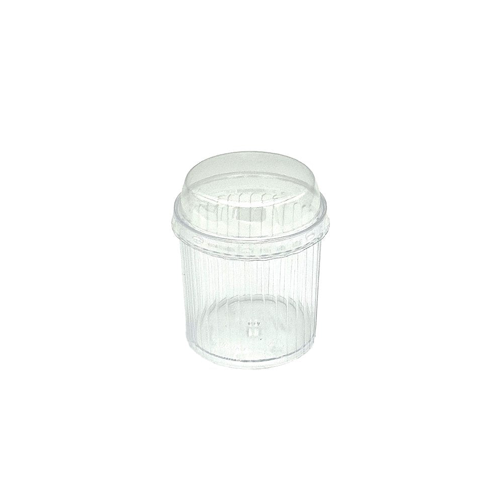 150mL Tall Clear Round Cylinder Rib Cup With Lid - TEM IMPORTS™