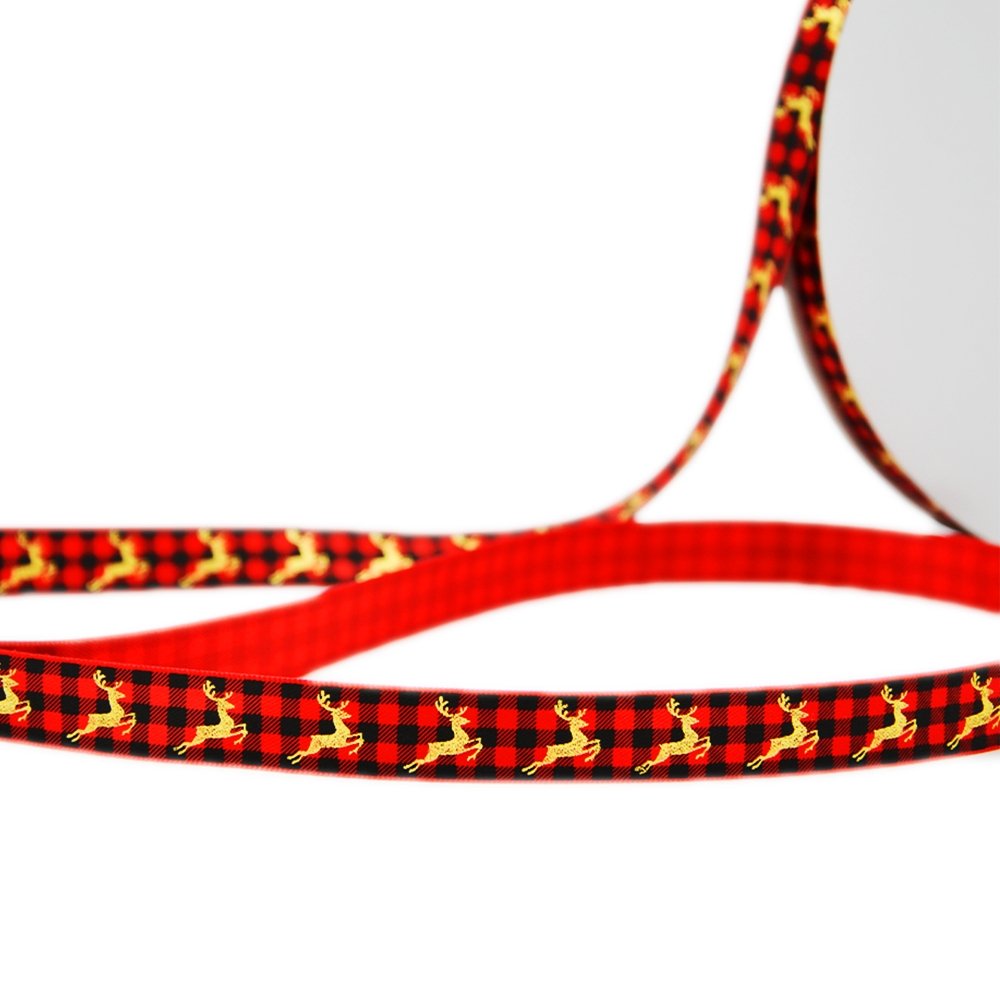 15mm Grosgrain Pattern Ribbon - Reindeer Red - TEM IMPORTS™