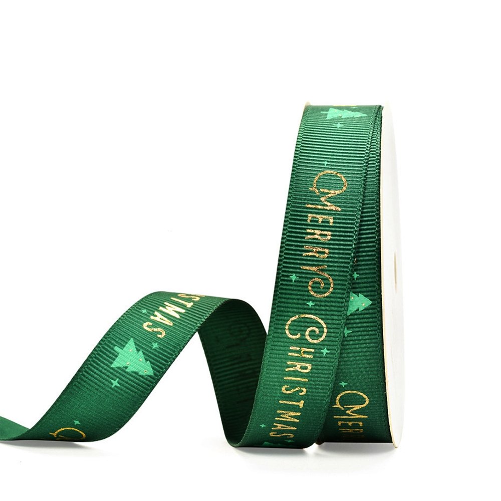 15mm Grosgrain Ribbon - Merry Christmas Green - TEM IMPORTS™