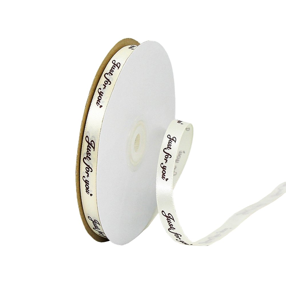 15mm 'Just For You' Printed Satin Ribbon - Cream - TEM IMPORTS™