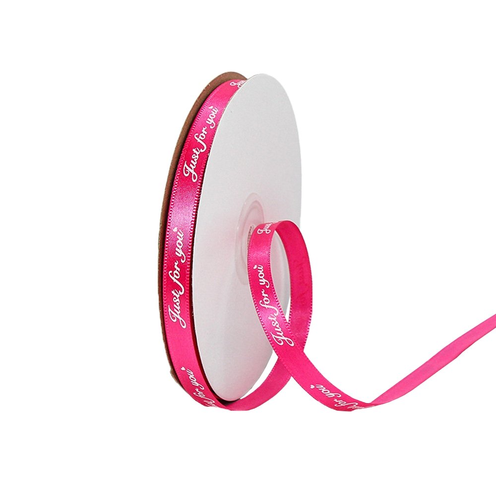 15mm 'Just For You' Printed Satin Ribbon - Hot Pink - TEM IMPORTS™