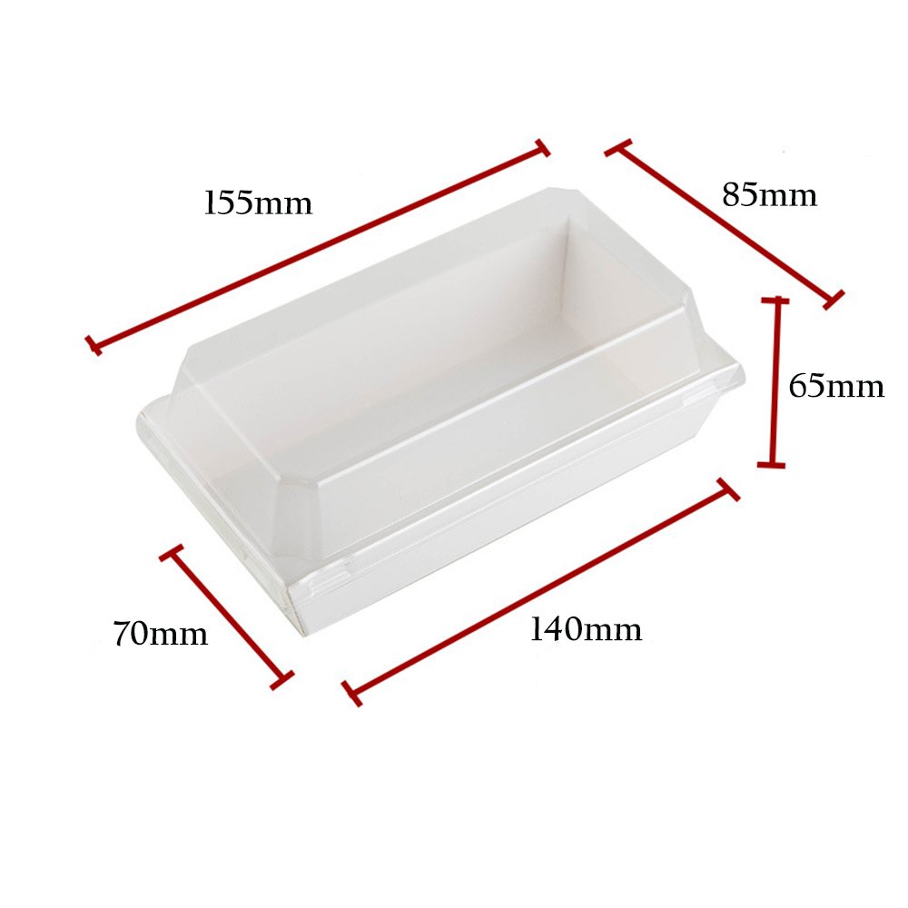15x85cm Rectangular White Paper Tray With Clear Lid - TEM IMPORTS™