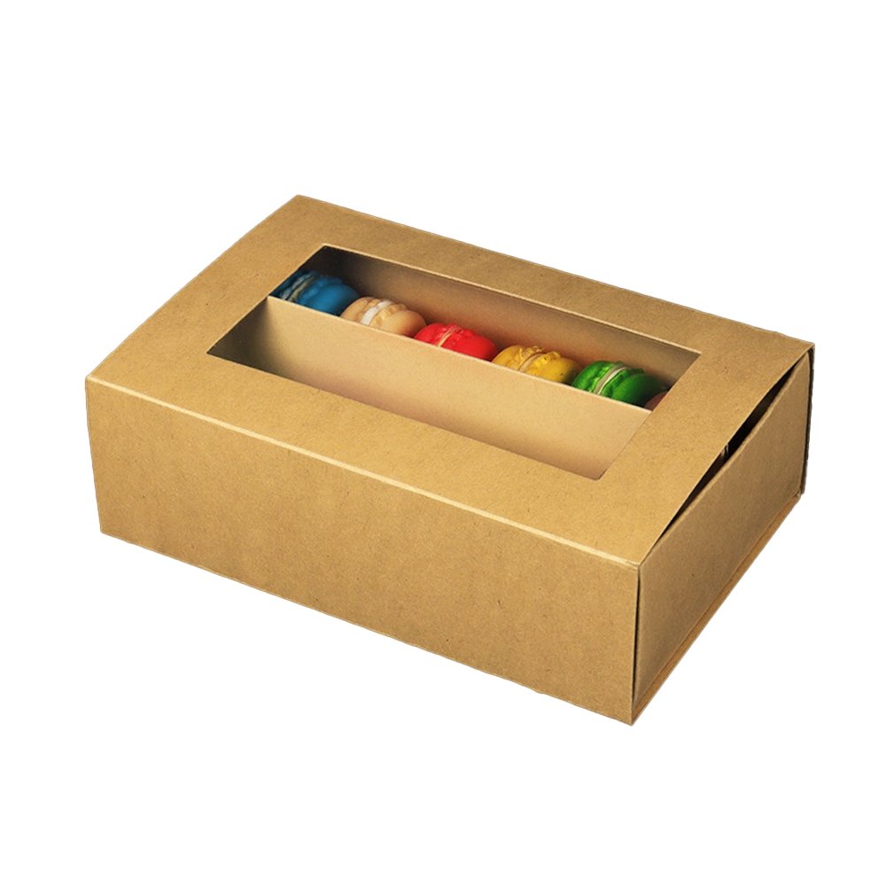 16 Macarons Kraft Paper Box With Window - TEM IMPORTS™
