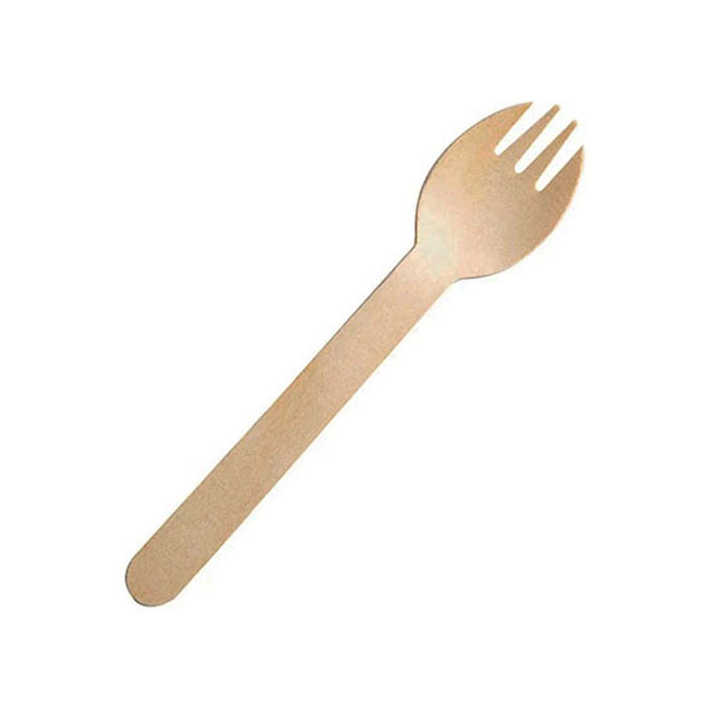 16.5cm Wooden Cutlery Spork - Pk100 - TEM IMPORTS™