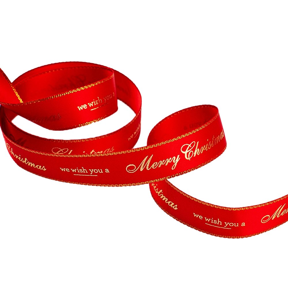 16mm Satin Ribbon With Gold Woven Edge Red - TEM IMPORTS™