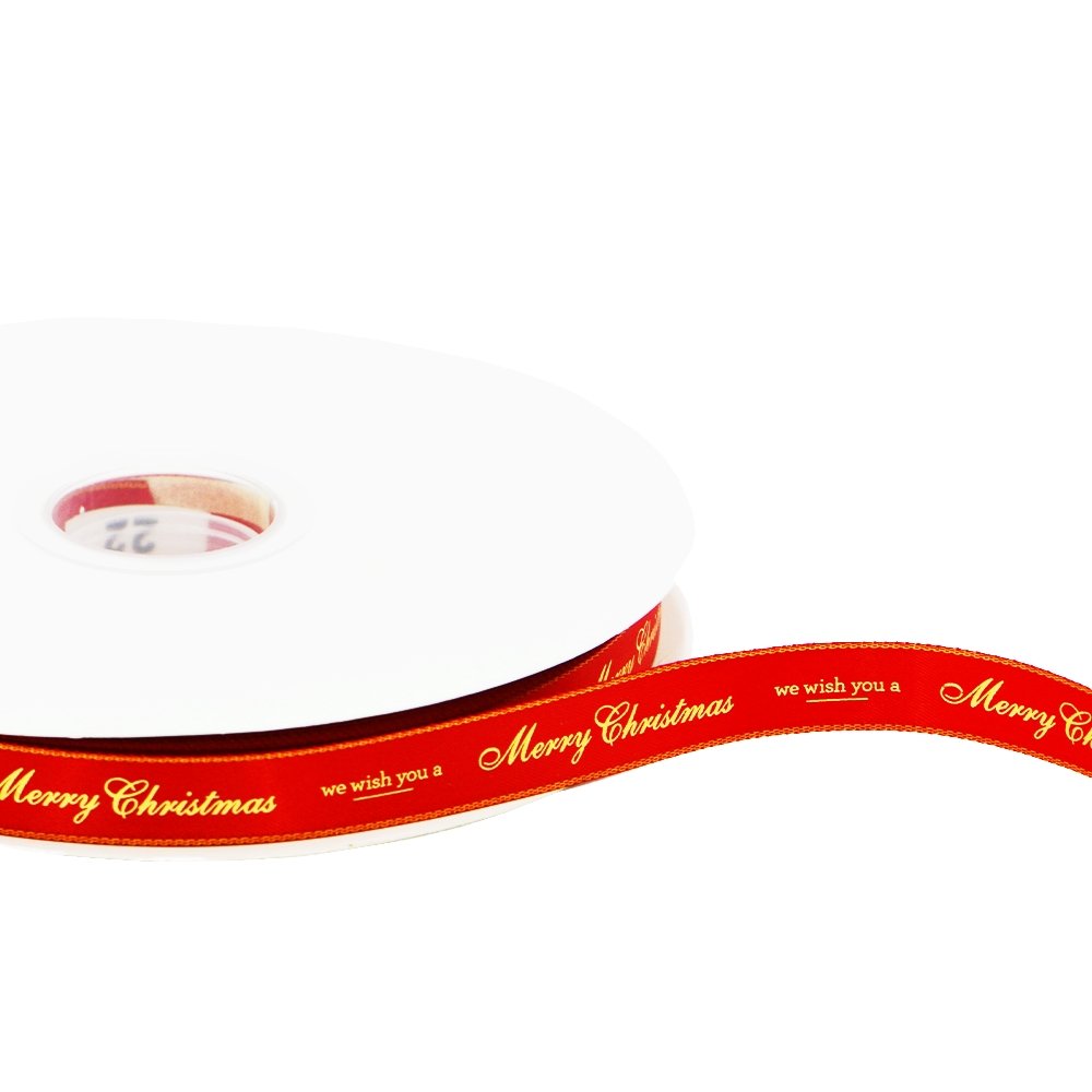 16mm Satin Ribbon With Gold Woven Edge Red - TEM IMPORTS™