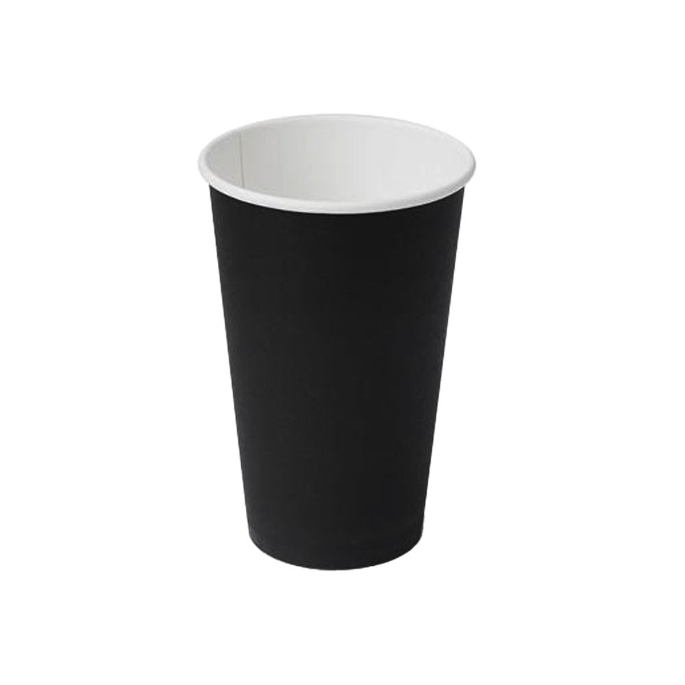 16oz/475mL PE Coated SW Paper Cup Black - TEM IMPORTS™