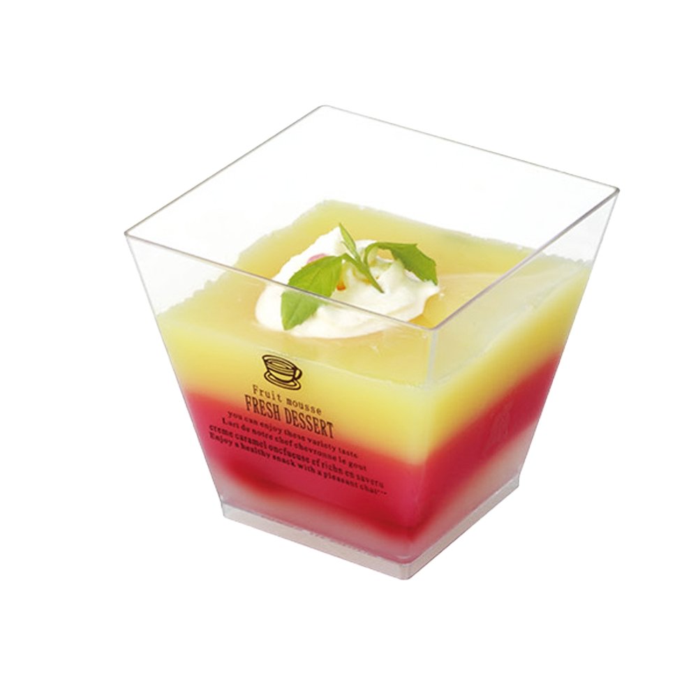 200mL Clear Square Dessert Cup With Lid - TEM IMPORTS™