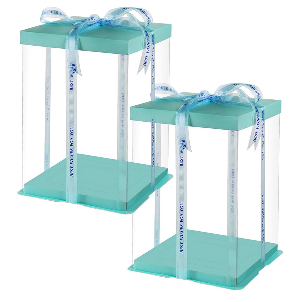 20x20x31 Clear Square Cake Box With Paper Lid - TEM IMPORTS™
