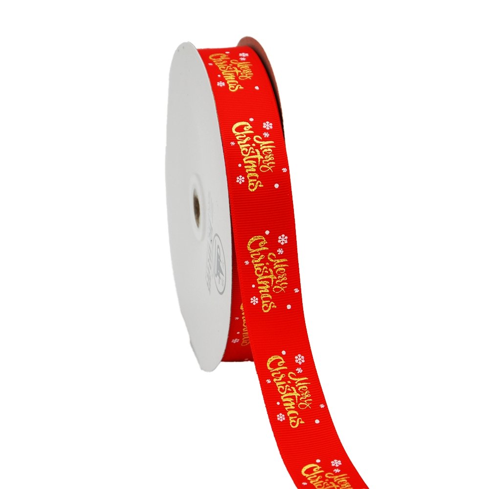 25mm Grosgrain Ribbon - Merry Christmas Red - TEM IMPORTS™