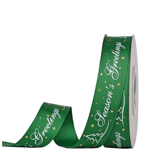 25mm Grosgrain Ribbon - Season Greetings Green - TEM IMPORTS™