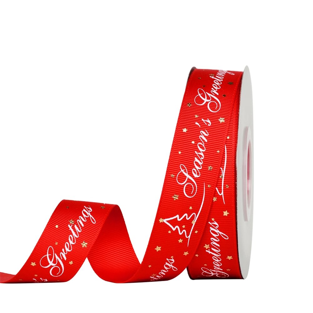 25mm Grosgrain Ribbon - Season Greetings Red - TEM IMPORTS™