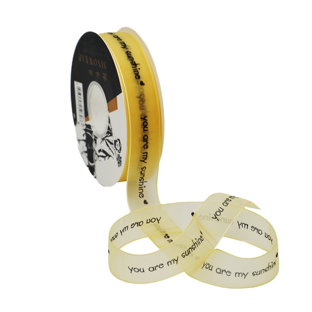25mm Printed Organza 'You Are My Sunshine' - Yellow - TEM IMPORTS™