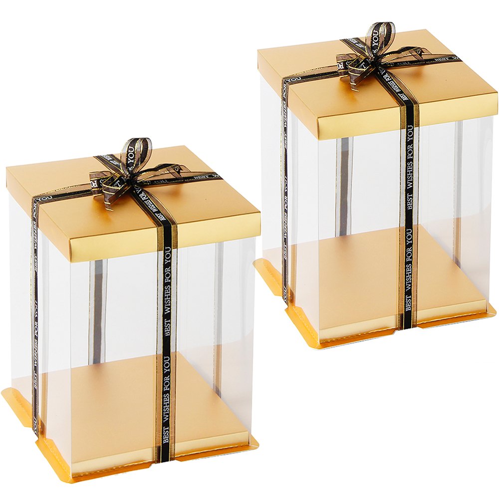 26x26x32 Clear Square Cake Box With Paper Lid - TEM IMPORTS™