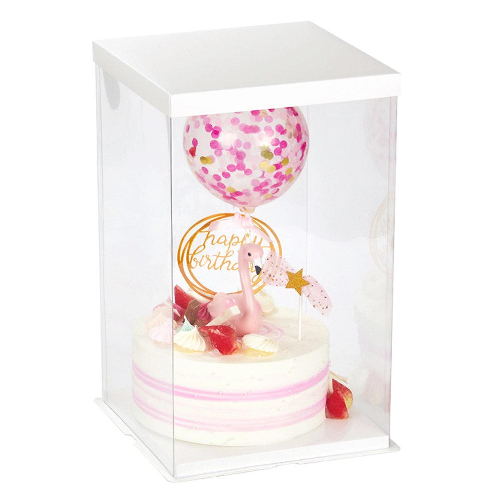 30x30x45 Clear Square Cake Box With Paper Lid - TEM IMPORTS™