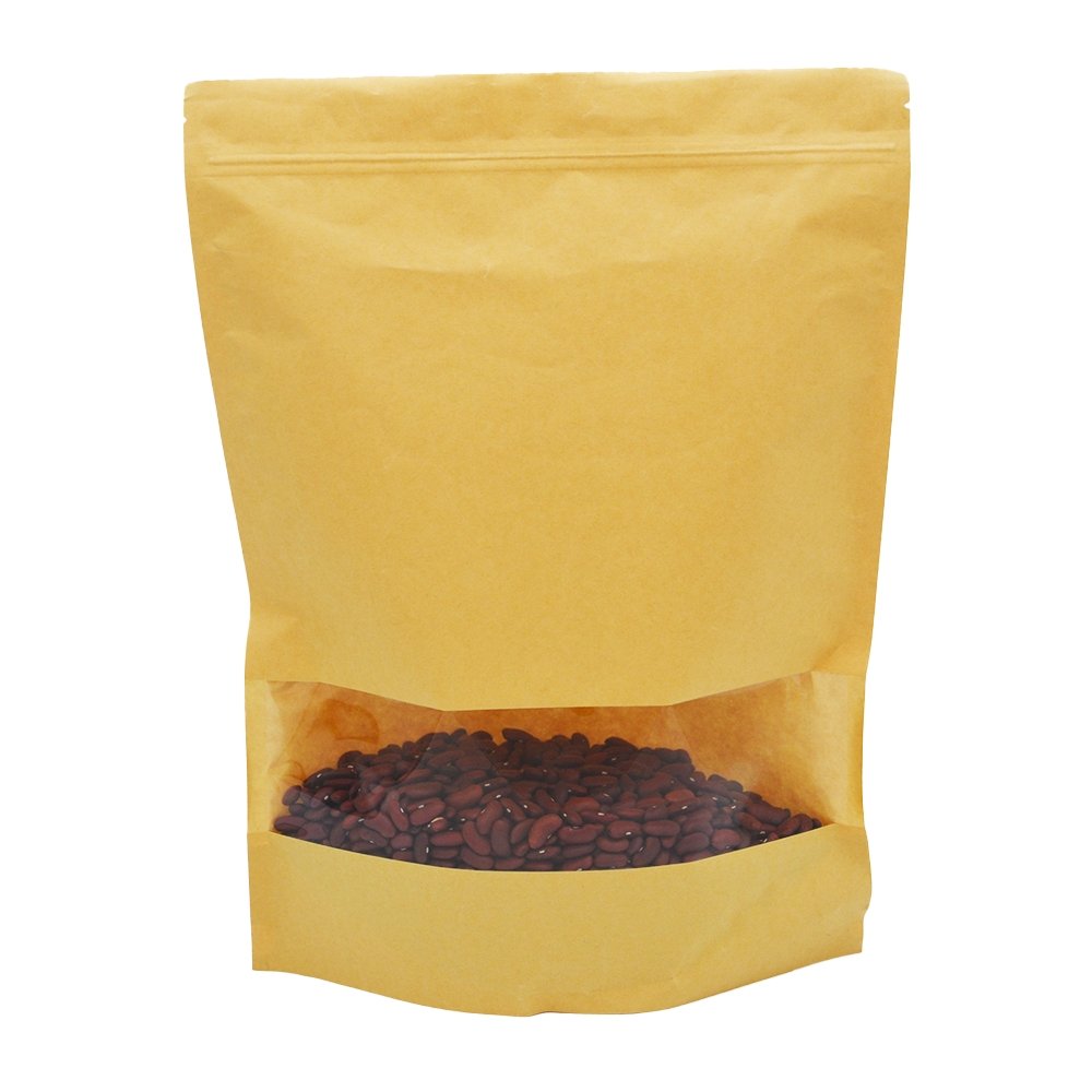 30x40 Reusable Kraft Ziplock Bag With Window-Pk10 - TEM IMPORTS™