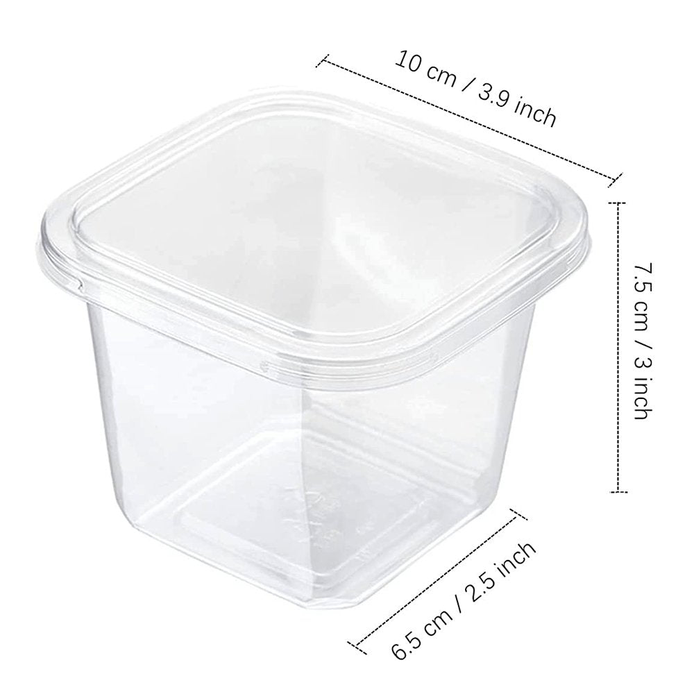 350mL Clear Tall Square Dessert Container With Lid - TEM IMPORTS™