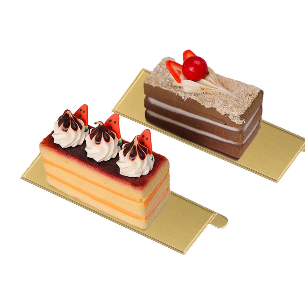 40x105mm Mini Cake Board Long Rectangular Gold - Pack of 100 - TEM IMPORTS™