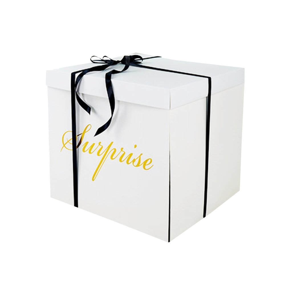 50x50x50 Big Surprise Box With Ribbon - White - TEM IMPORTS™