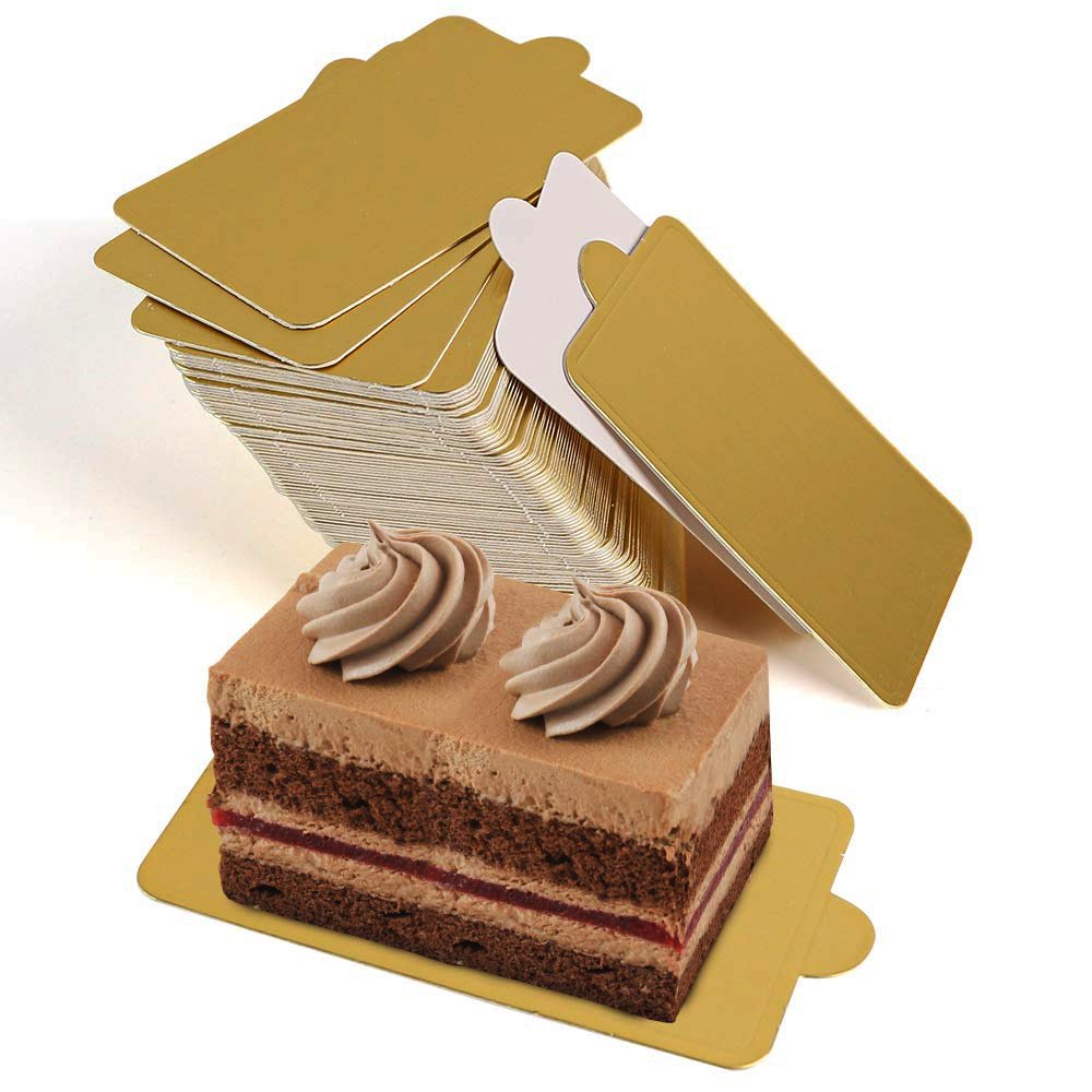 50x90mm Mini Cake Board Rectangular Gold - Pack of 100 - TEM IMPORTS™