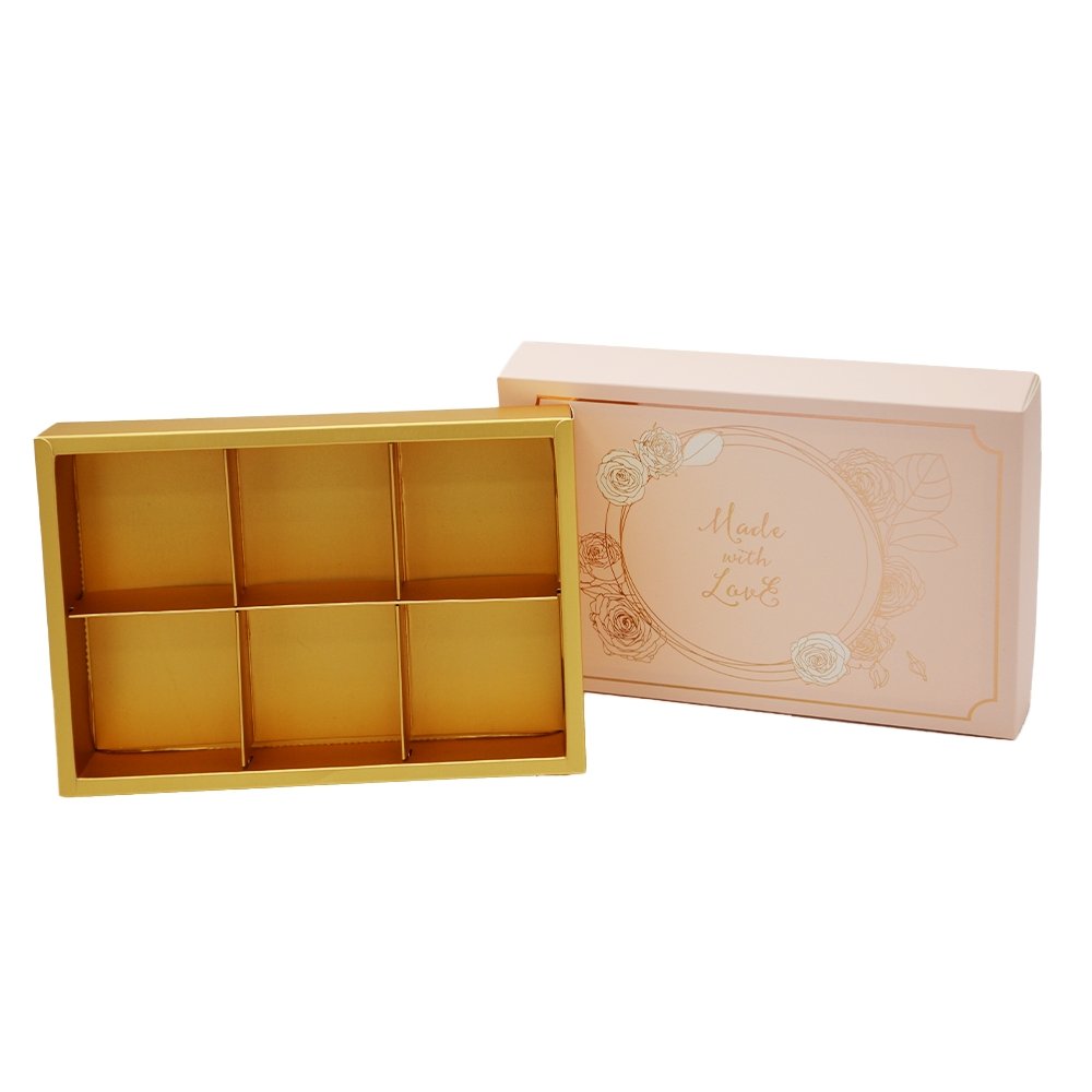 6 Compartment Paper Box - Pink & Gold - TEM IMPORTS™