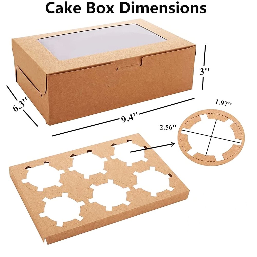 6 Cupcake Kraft Paper Box With Window - TEM IMPORTS™