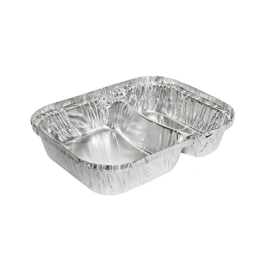 600mL Heavy Duty 2 Compartment Meal Foil Tray - TEM IMPORTS™