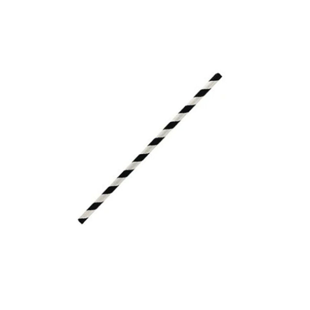 6mm Black Stripe Paper Straw Cocktail - Pk50 - TEM IMPORTS™
