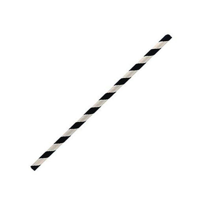 Paper Straw Regular Black Stripe