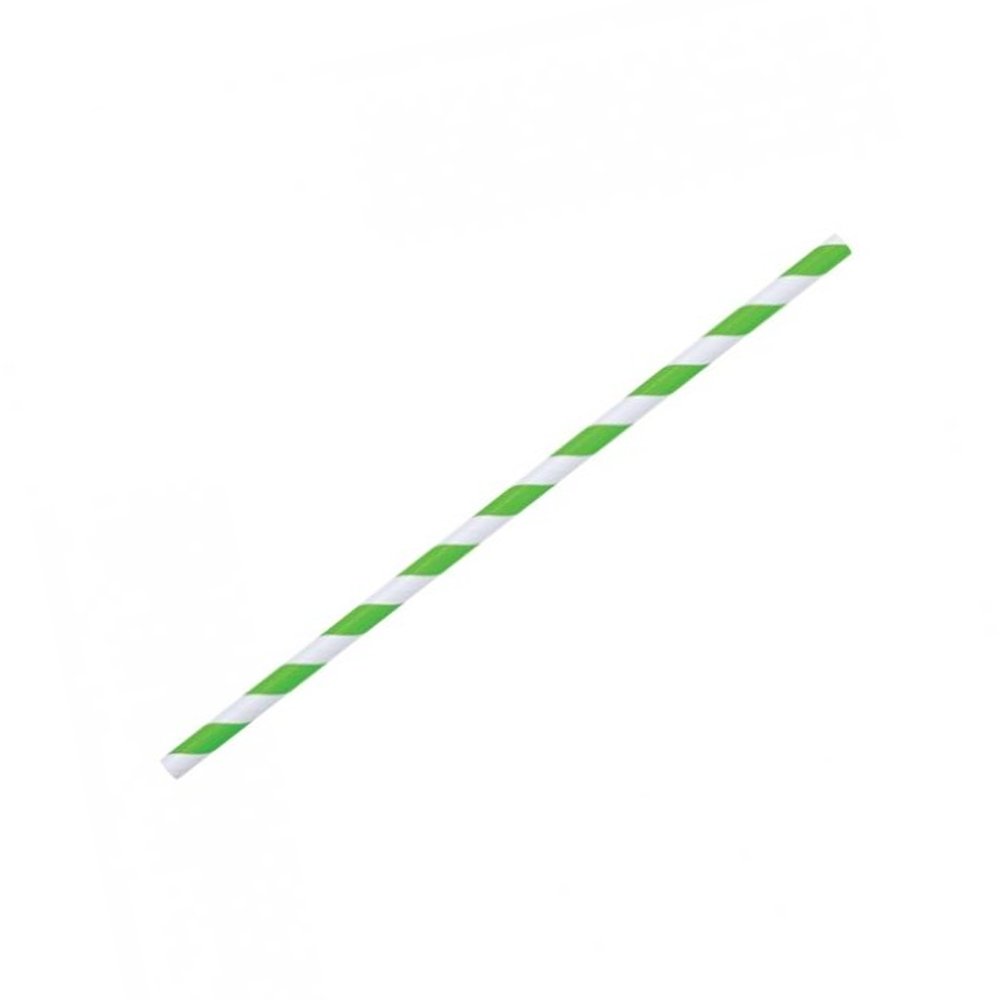 Paper Straw Regular Green Stripe